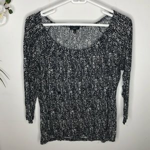 Talbots Black & White Print Long Sleeve Top XL